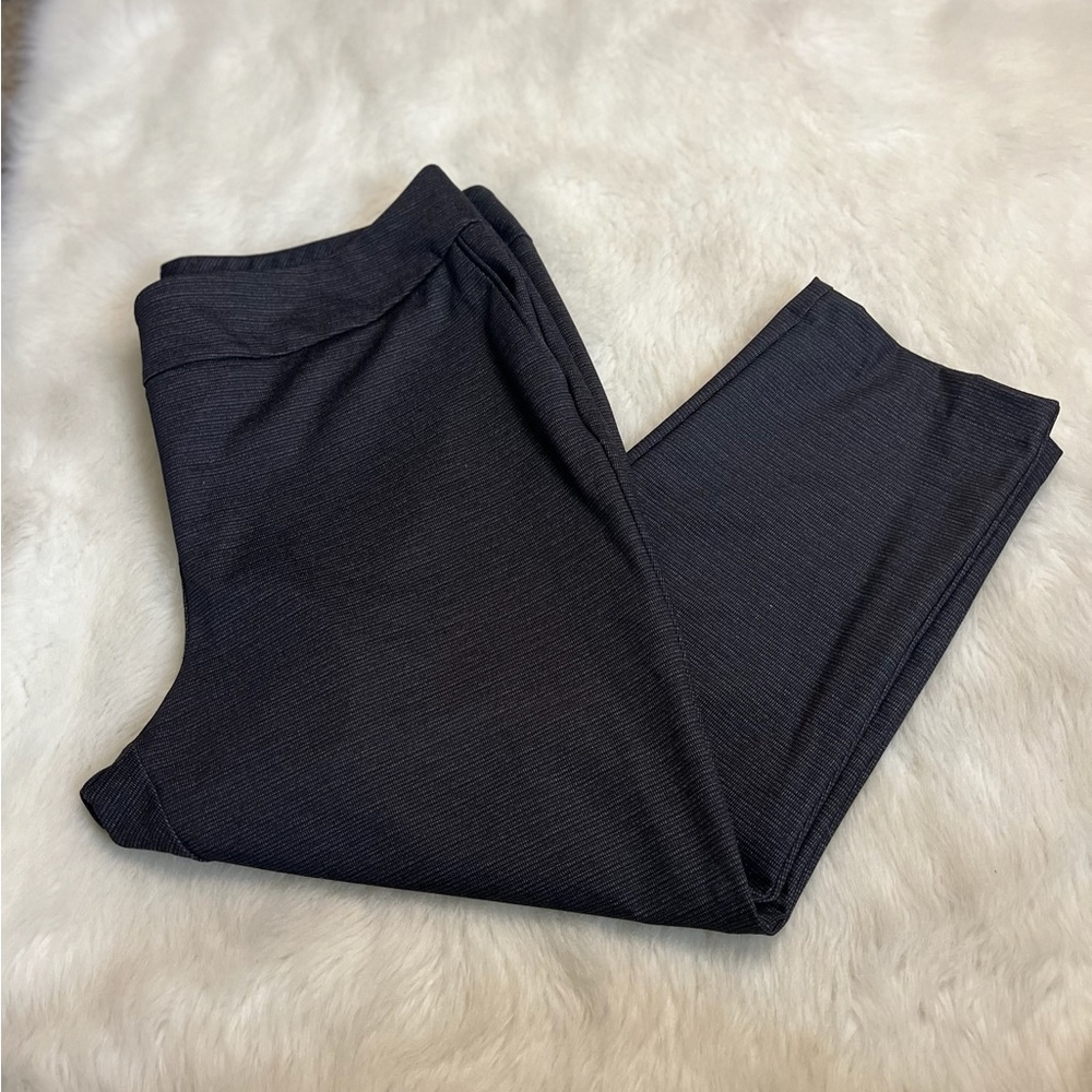 Dalia sz 2x women’s gray striped mid rise stretch wide waistband pants 0633 - Picture 1 of 5